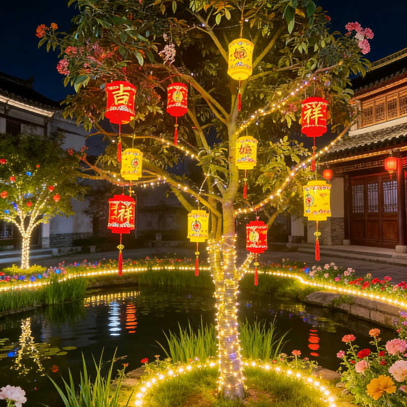新款春节户外景观亮化挂件装饰灯防水防冻城市街道旅游景点灯光节