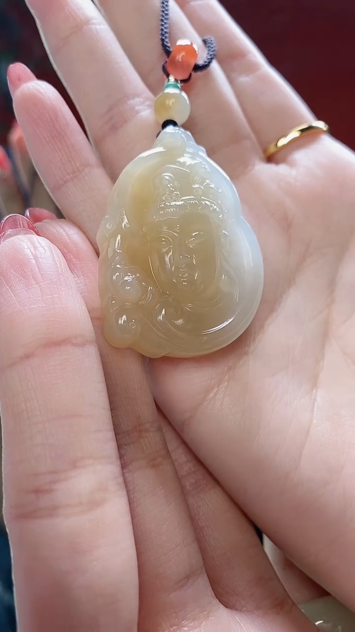【闪购商品】和田玉挂件未镶嵌观音吊坠尺寸约41mm