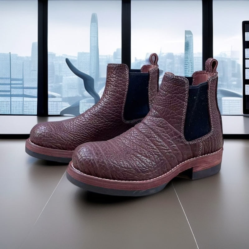 1167-缩纹马臀皮切尔西秋冬新款男士舒适透气百搭休闲厚底切尔西