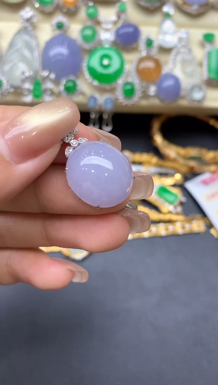 颈饰18K金镶嵌翡翠346-中国好珍宝