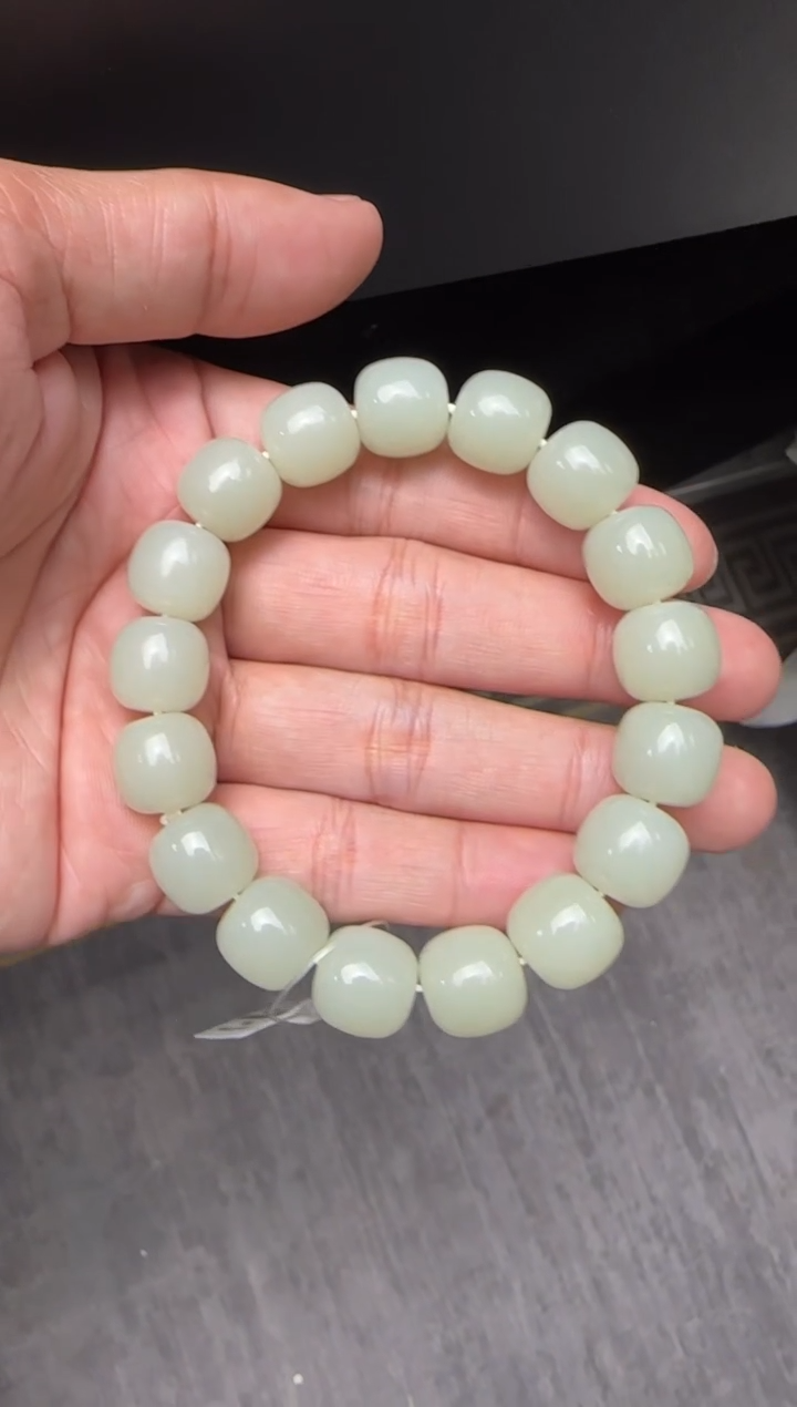 未镶嵌手串和田玉青白玉手串卡12x13