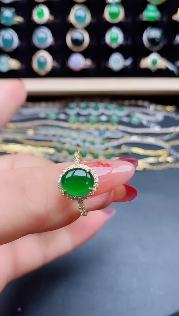 【闪购商品】翡翠戒指银S925镶嵌080550