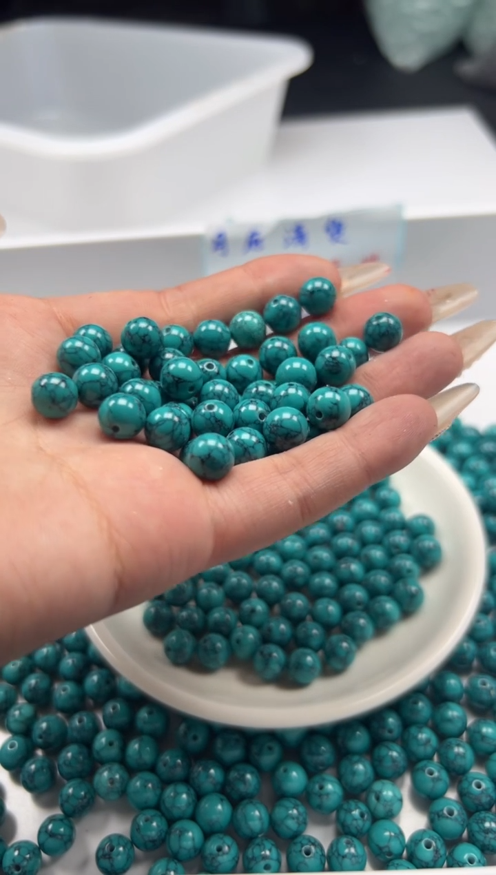 玛瑙/玉髓颈饰未镶嵌w2512高瓷乌兰花纹绿*松8mm*10