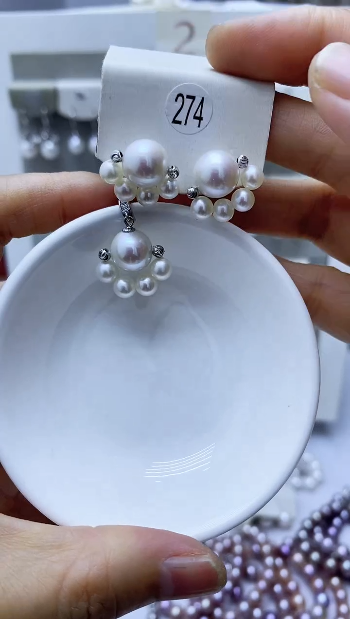 银S925镶嵌淡水珍珠耳饰274套