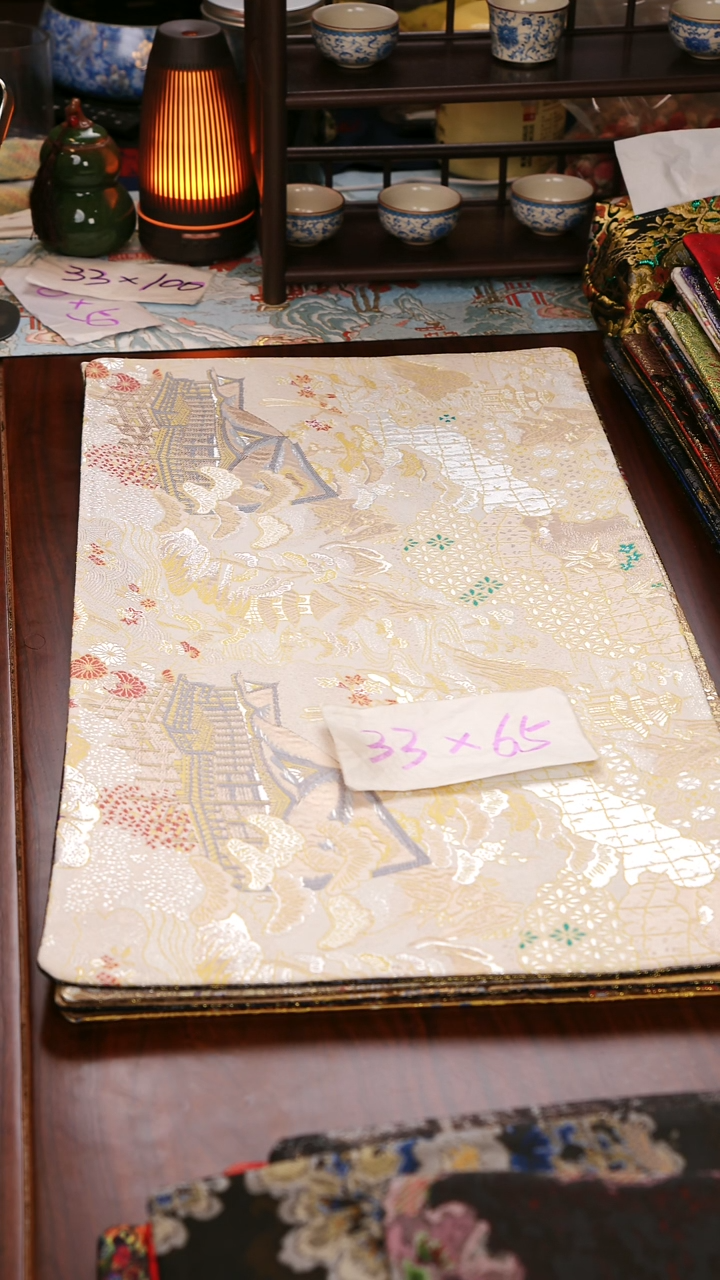 【西阵织亭台楼阁香槟双面】中国风干泡织锦茶席33*65