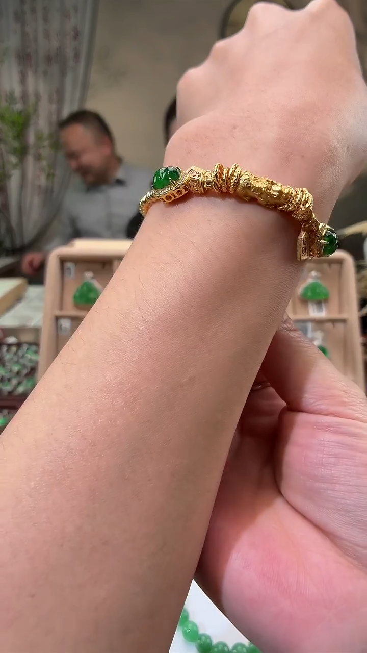 吊坠(不含链)银S925镶嵌翡翠手链