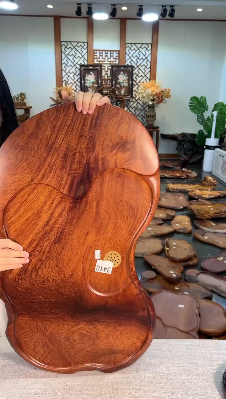 【闪购商品】大果紫檀（缅甸花梨）茶盘3410