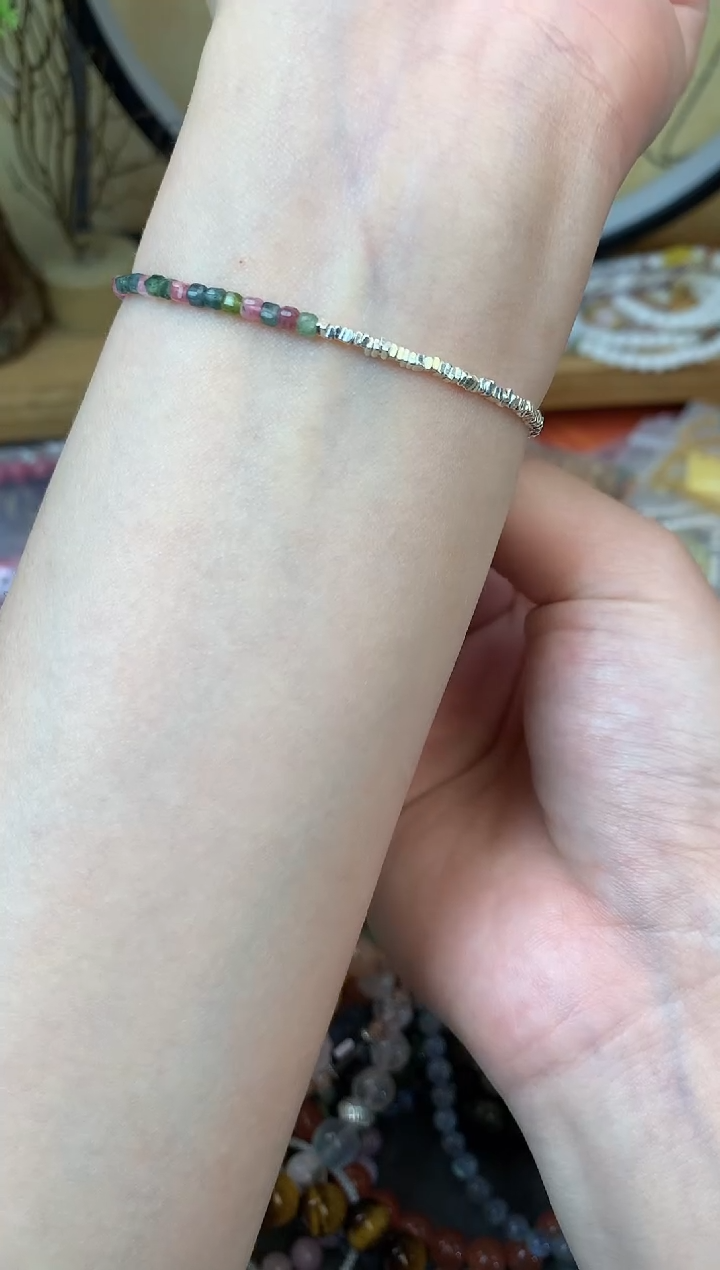 【闪购商品】碧玺手链银S925镶嵌206手串
