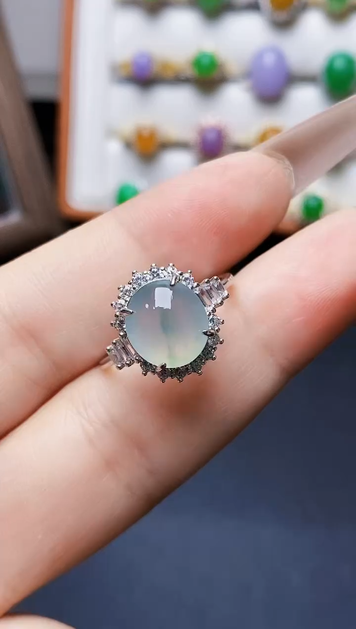 银S925镶嵌戒指翡翠0177