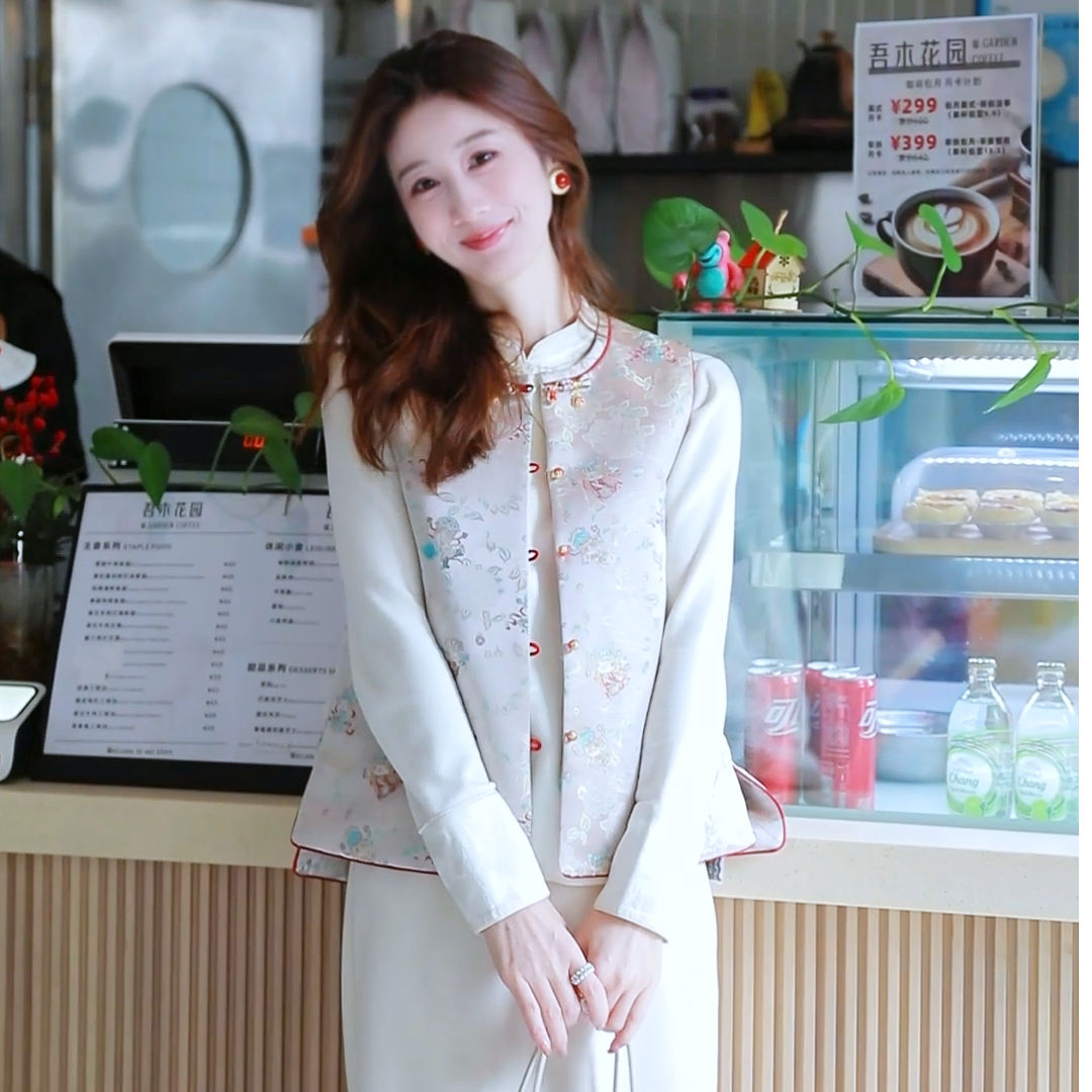 《七七定制》【财神喵】 时尚冬季中式气质复古加厚加棉保暖马甲6997