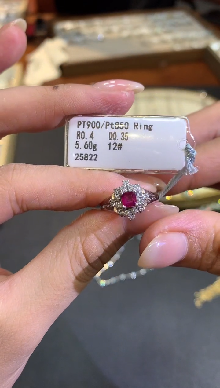 定制红宝石戒指铂Pt850镶嵌D454|3980