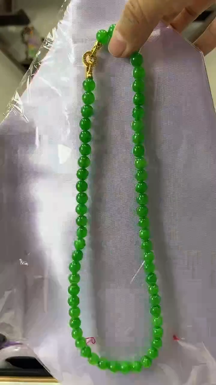 【闪购商品】砖雕闪43 冰阳绿项链 卡8mm