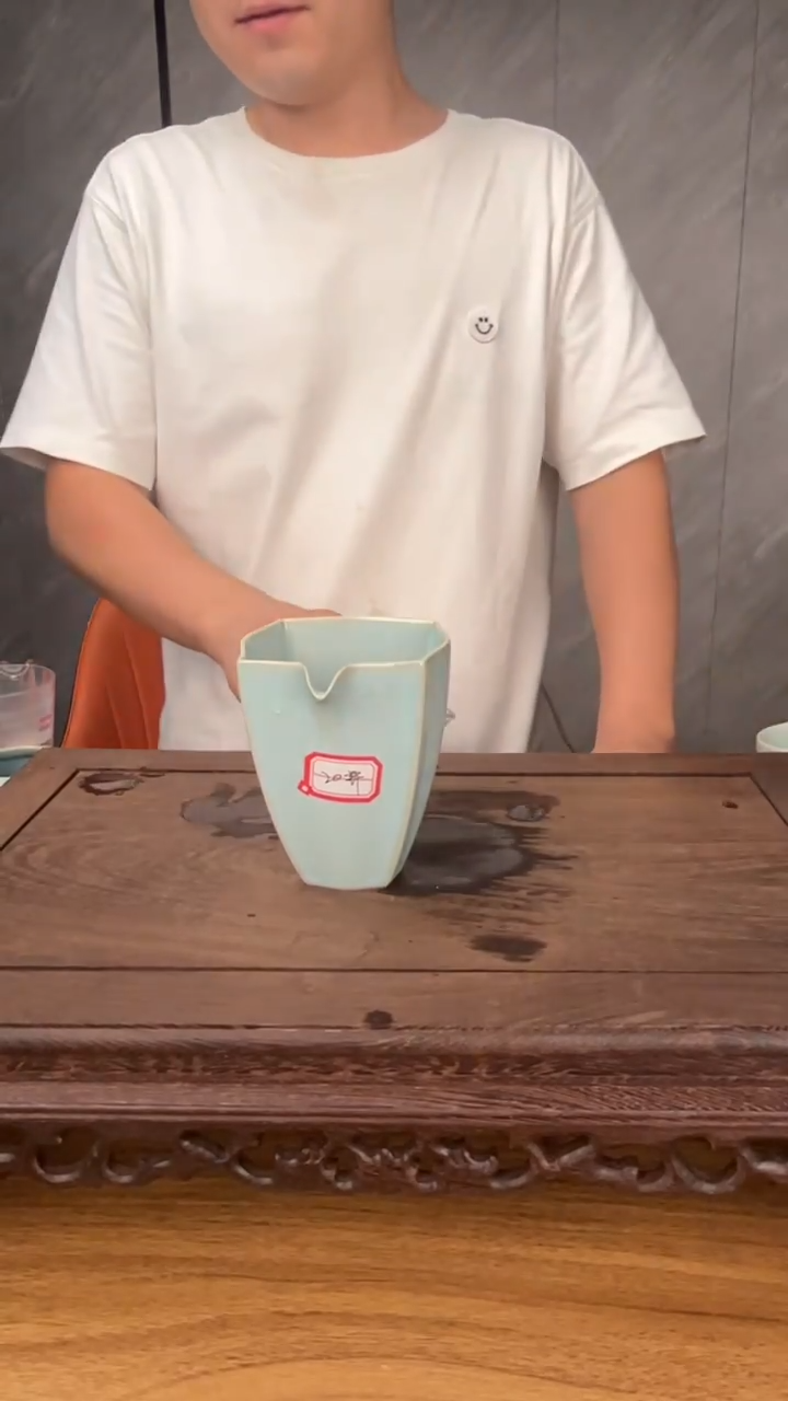 杯20号天青釉四方公道杯微微不完美裸发