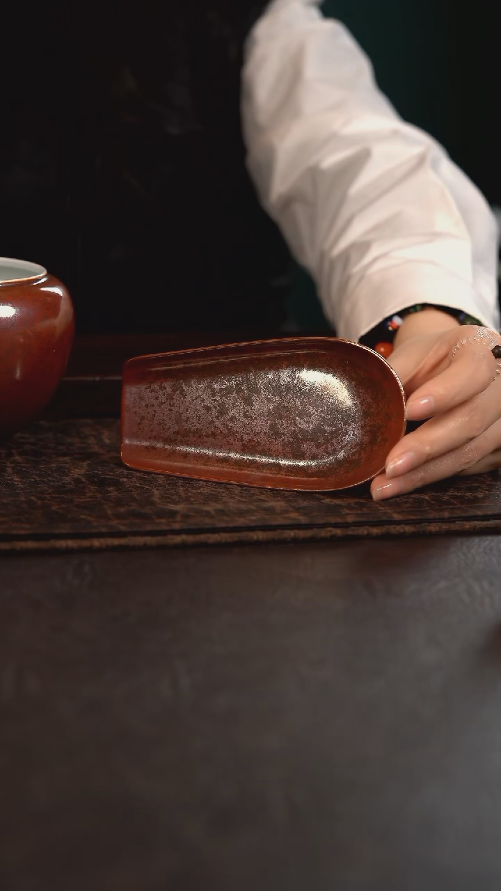 【闪购商品】杯君心福利聚澜堂红金花釉茶则