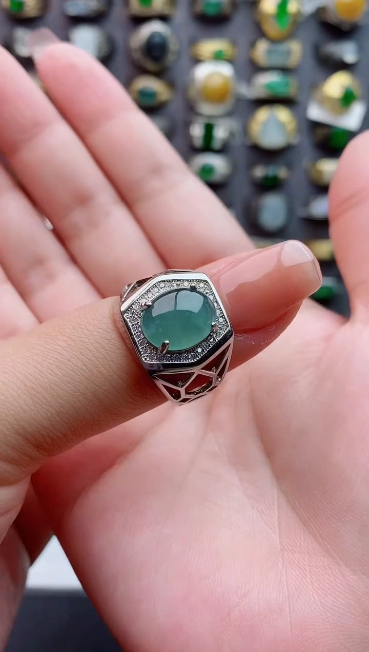 未镶嵌戒指翡翠天然翡翠男戒