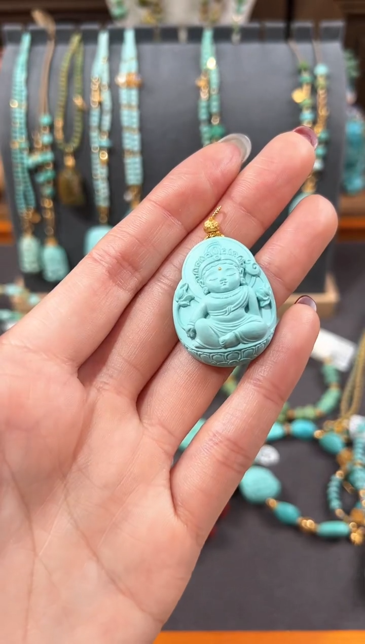 【闪购商品】绿松石颈饰18K金镶嵌绿松石吊坠