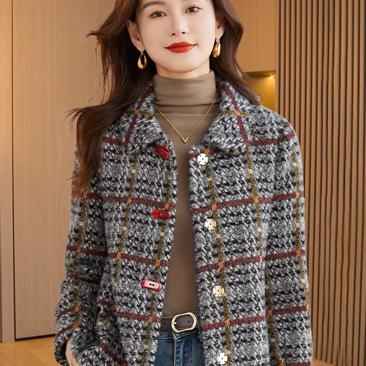 杭州原版正品2025春季新款毛呢外套女气质显瘦小香风外套