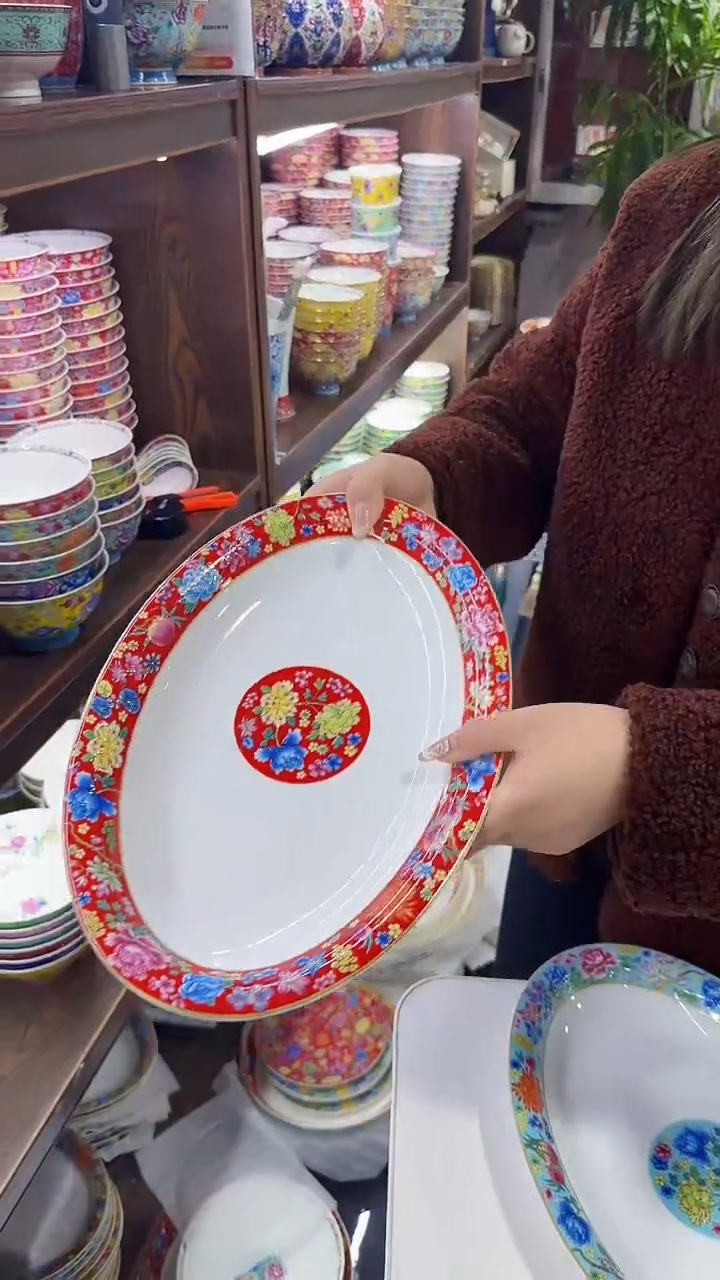 【闪购商品】瓷片 12英寸鱼盘1个景德镇陶瓷【秦坊】