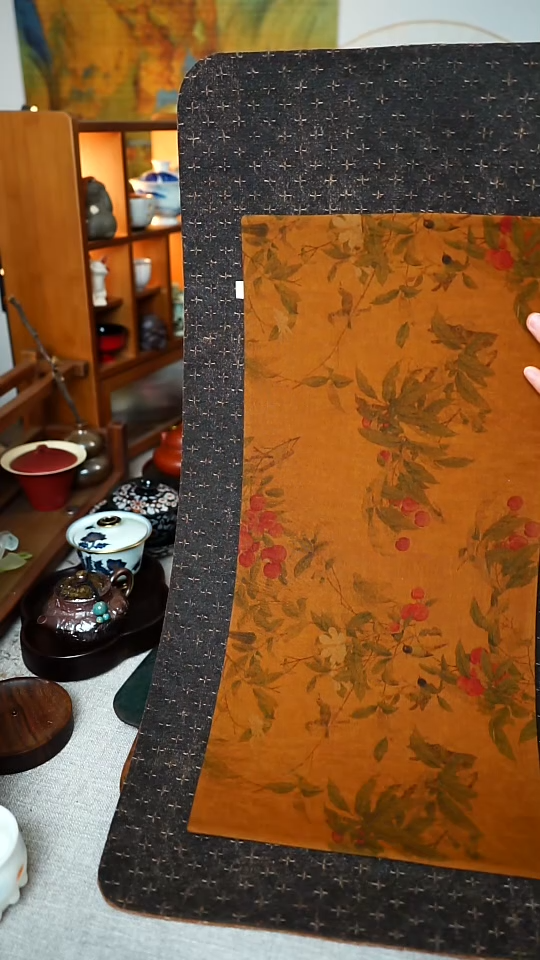 【闪购商品】大十字+小片荔枝图双面香云纱茶席 