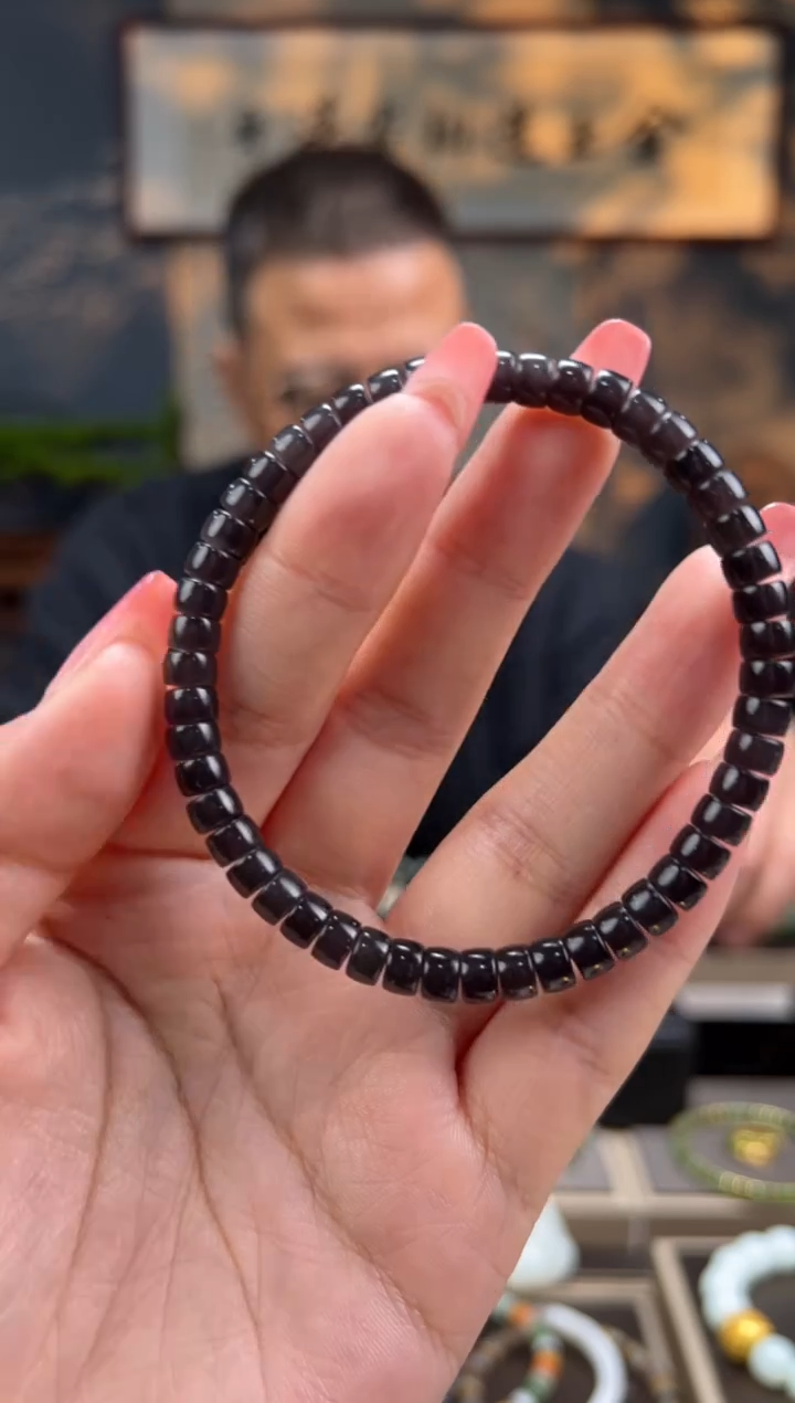 【闪购商品】和田玉手串未镶嵌烟紫卡6mm