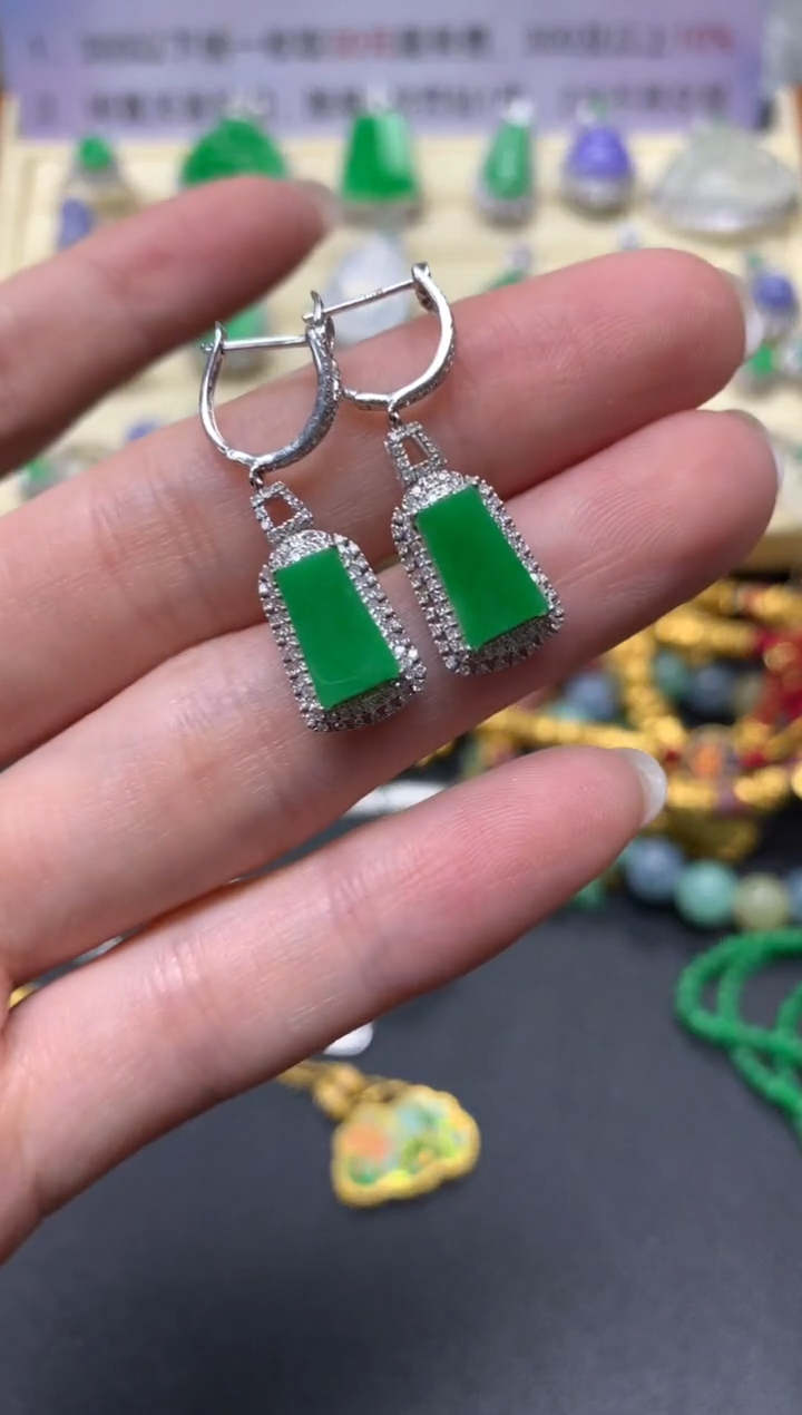 【闪购商品】翡翠耳饰18K金镶嵌耳饰|6300+630