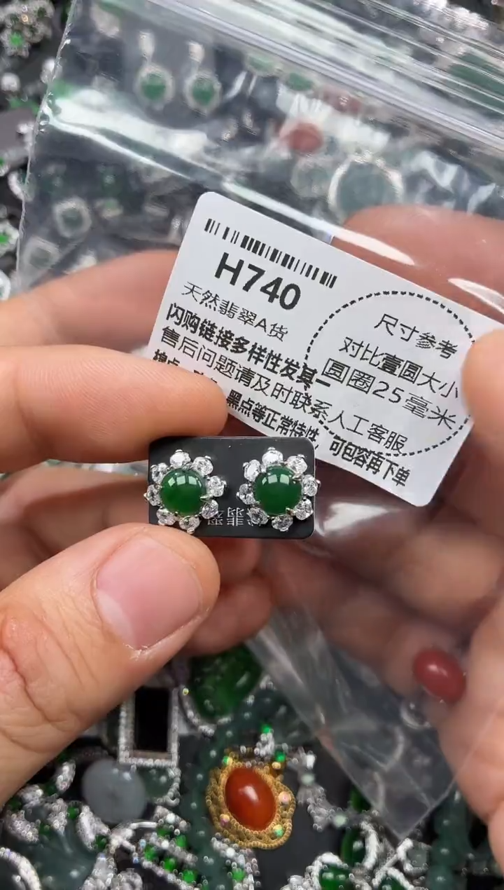 颈饰未镶嵌翡翠H740耳钉