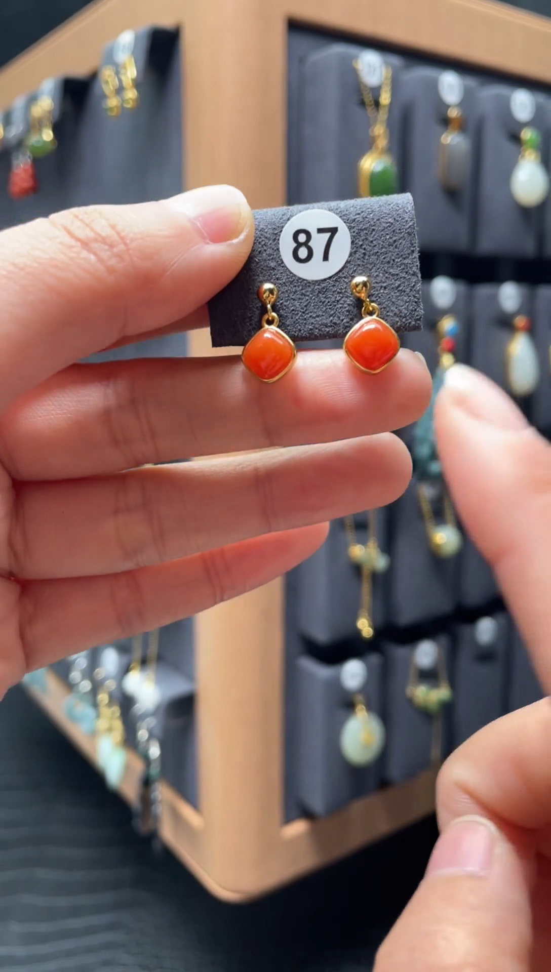 【闪购商品】南红玛瑙耳饰银S925镶嵌0087