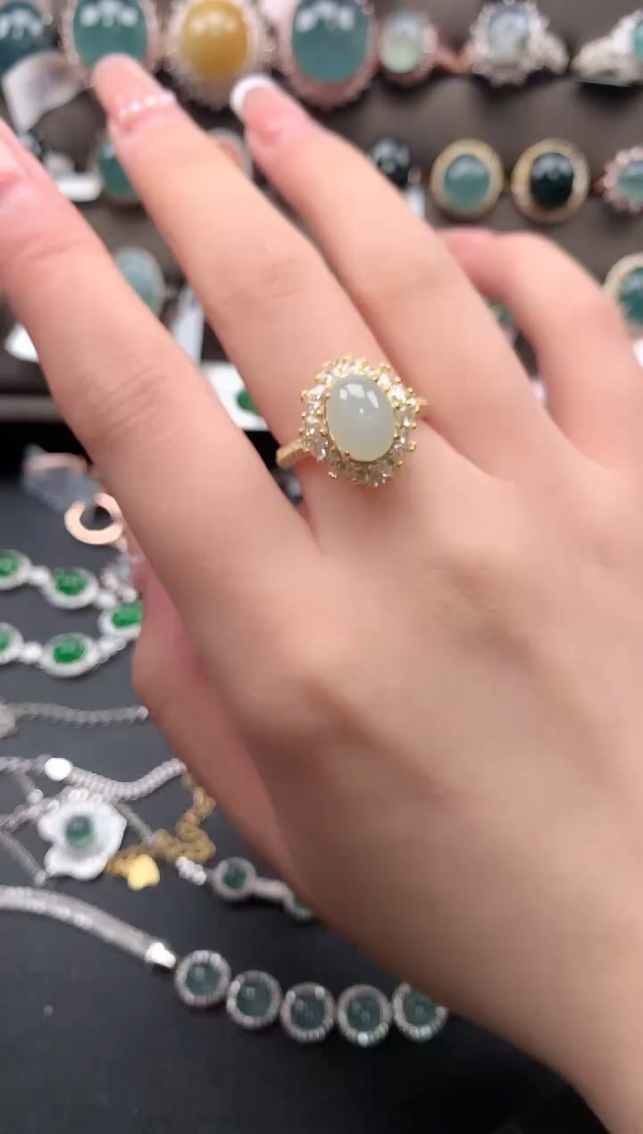 【闪购商品】翡翠戒指银S925镶嵌52141