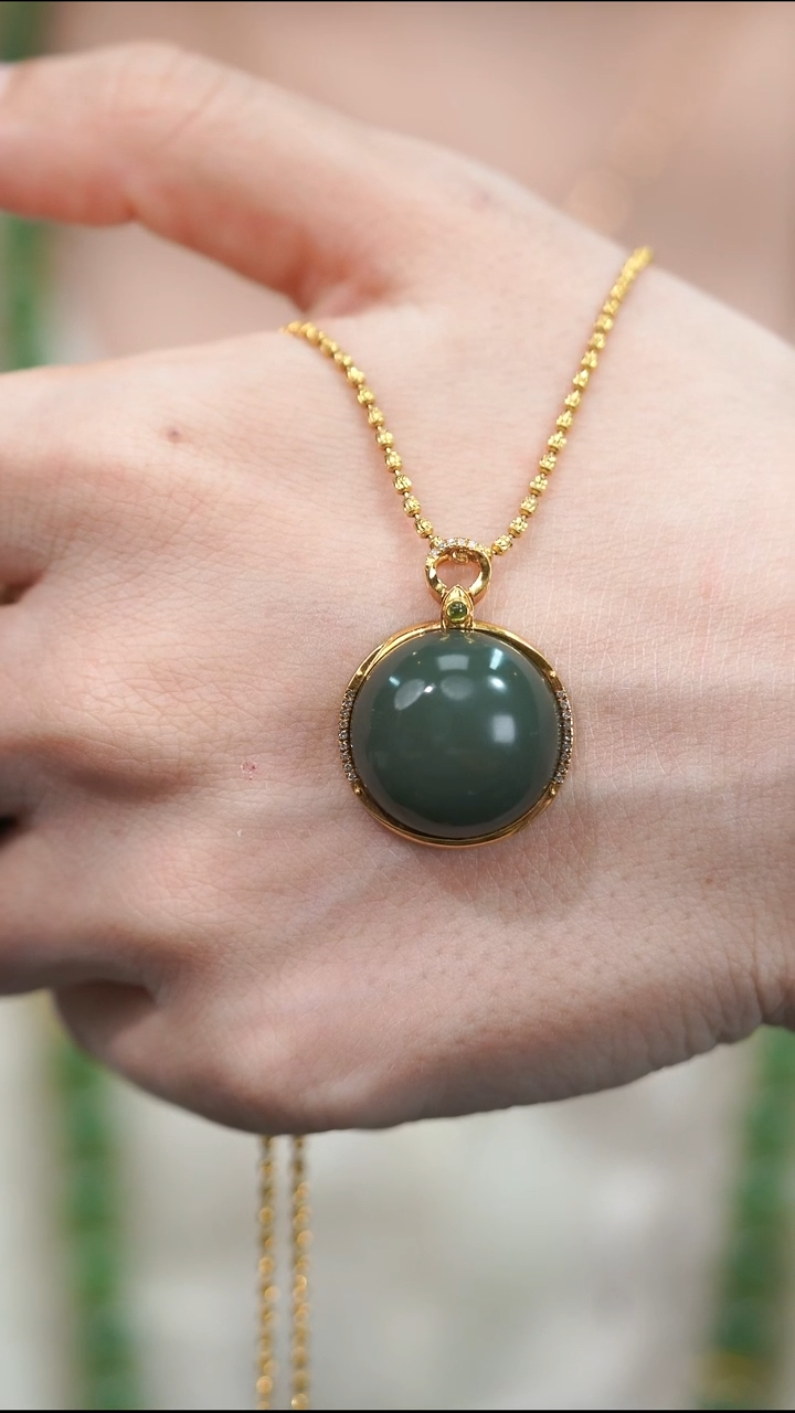 吊坠(不含链)18K金镶嵌和田玉LM09 不含链