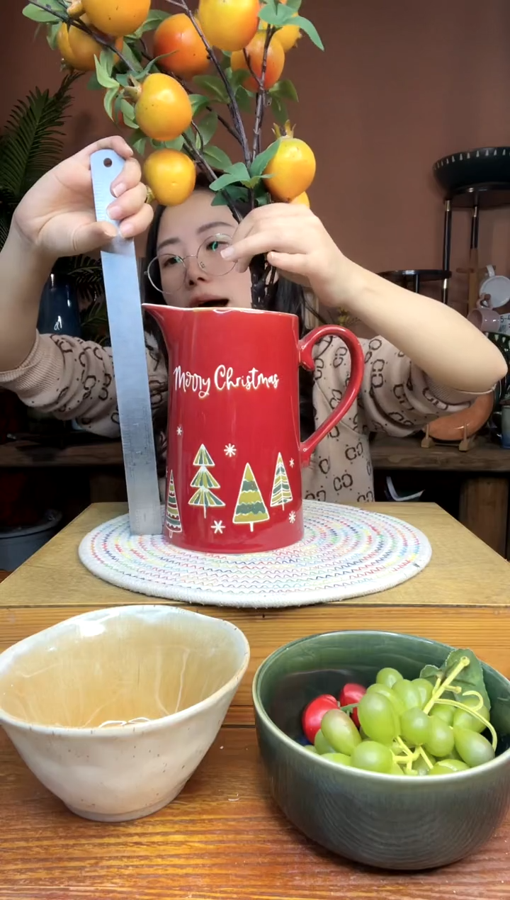 陶瓷红色圣诞水壶 微瑕疵