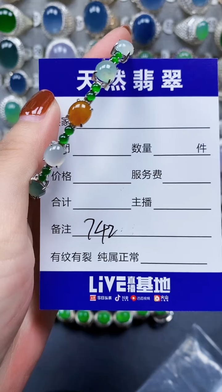 翡翠手镯银S925镶嵌742