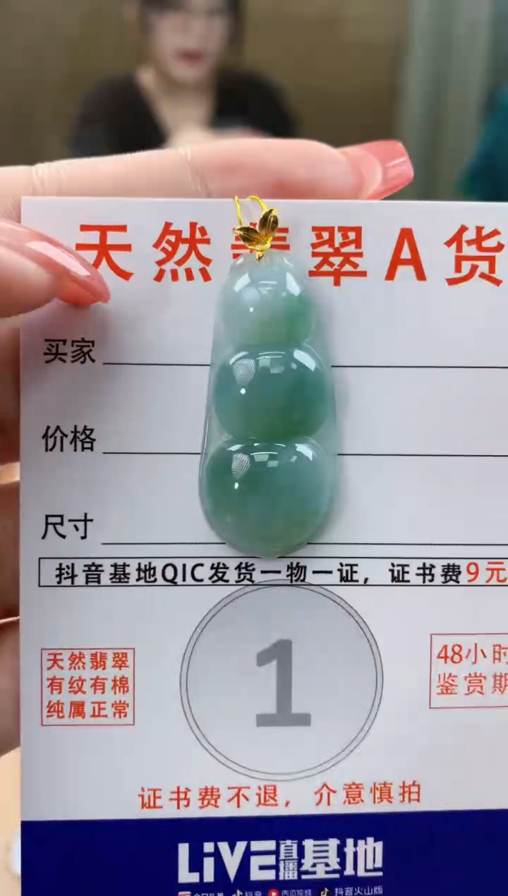 颈饰18K金镶嵌翡翠天然A货翡翠挂件