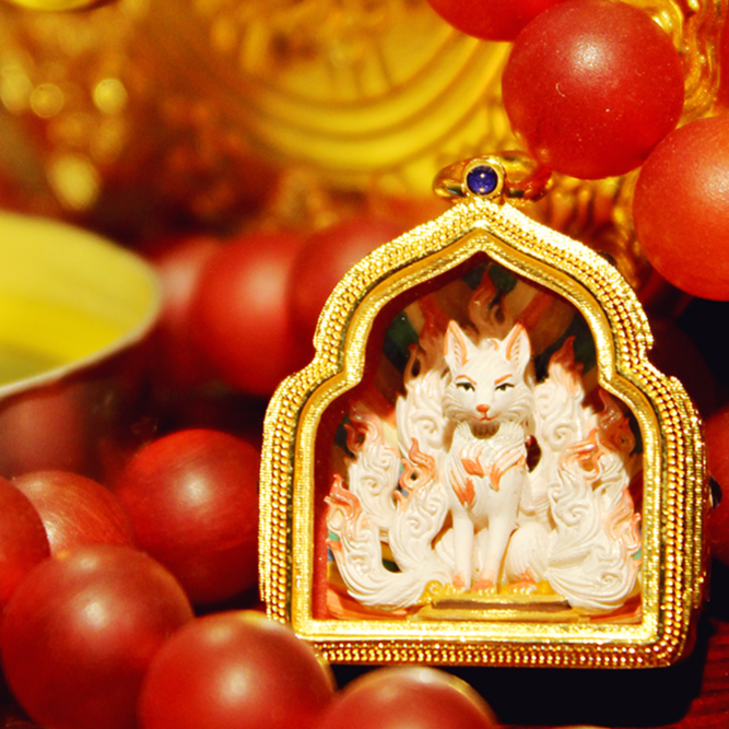 铜合金亚克力吊坠 小九凤九狐仙九尾狐手绘手工擦擦