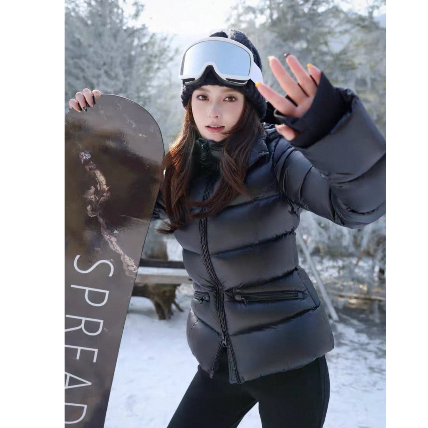 迈迈~小蛮腰新款连帽可拆修身显瘦羽绒服25008