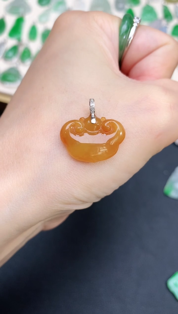 翡翠18K金镶嵌吊坠(不含链)102如意头|2380+0