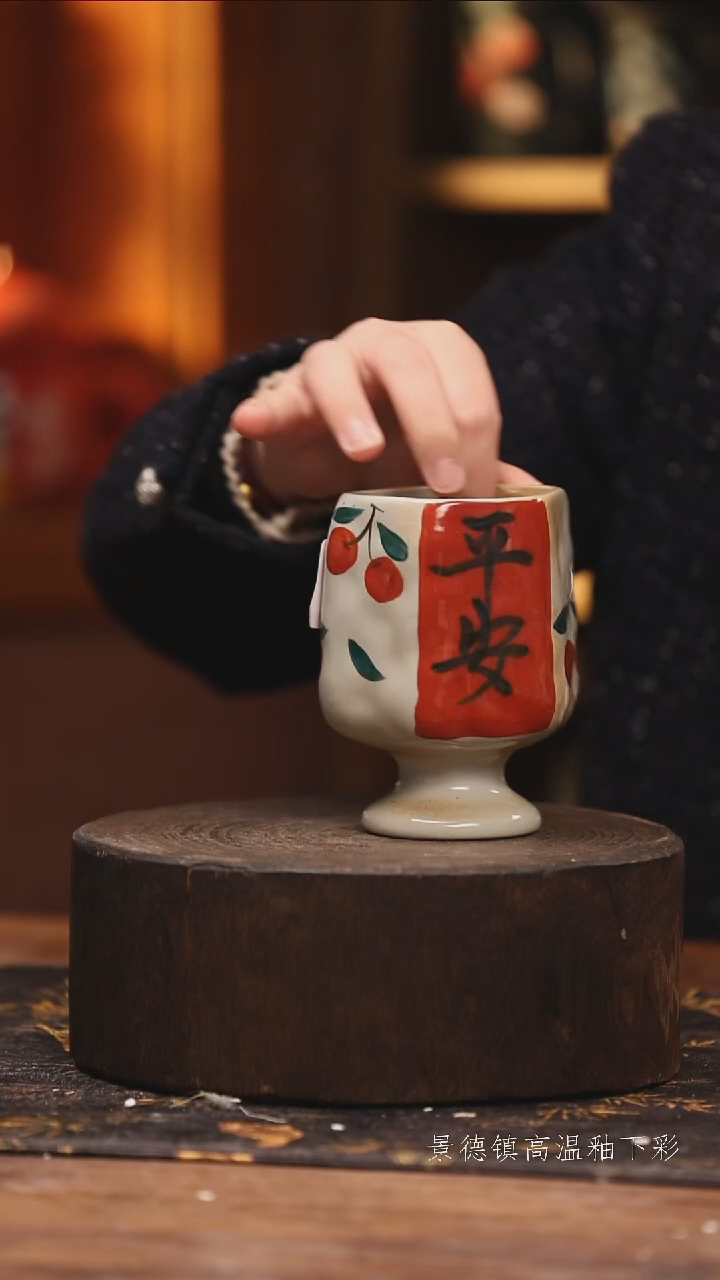 陶瓷景德镇高温釉下手绘陶瓷@L314@