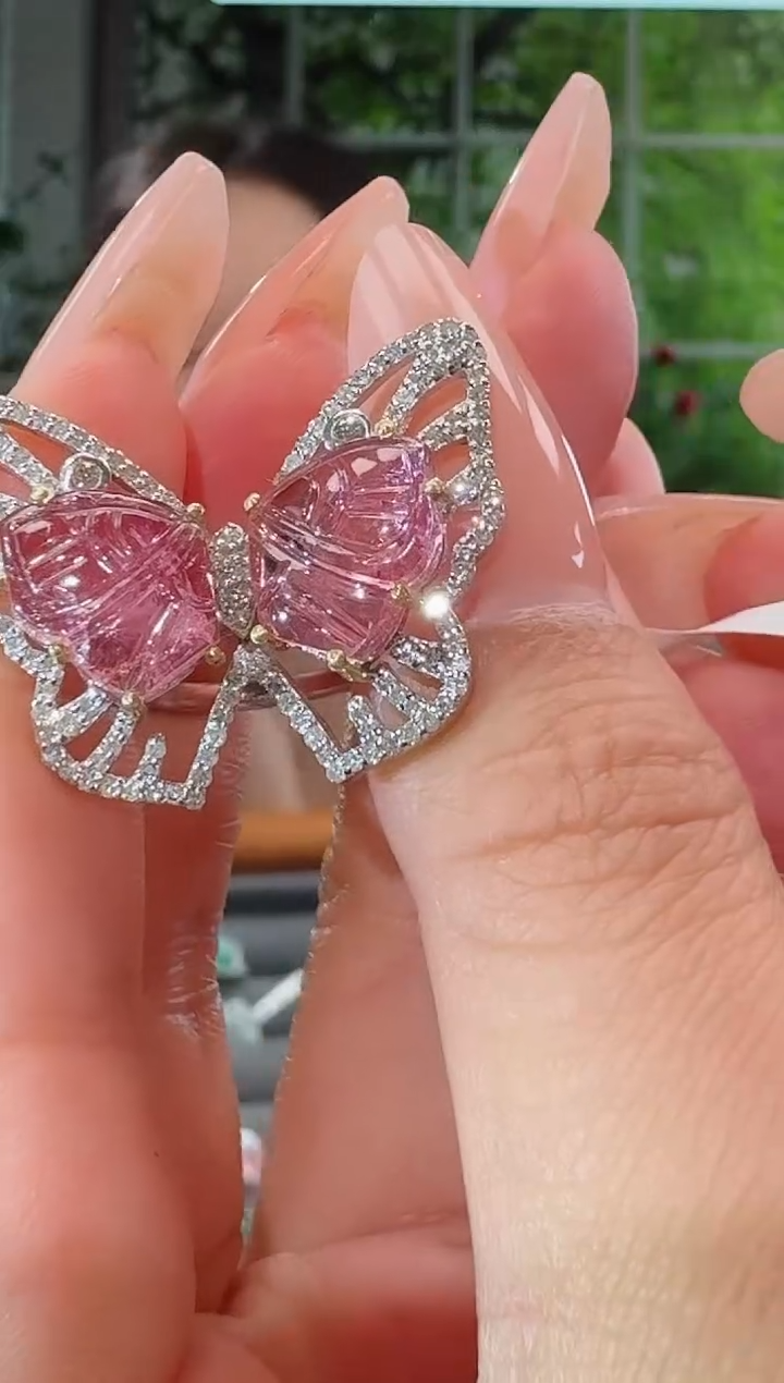 银S925镶嵌戒指碧玺戒指