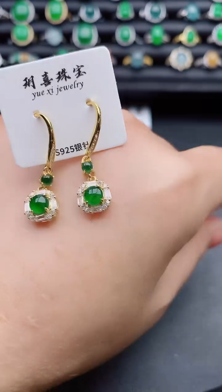 【闪购商品】翡翠耳饰银S925镶嵌312312