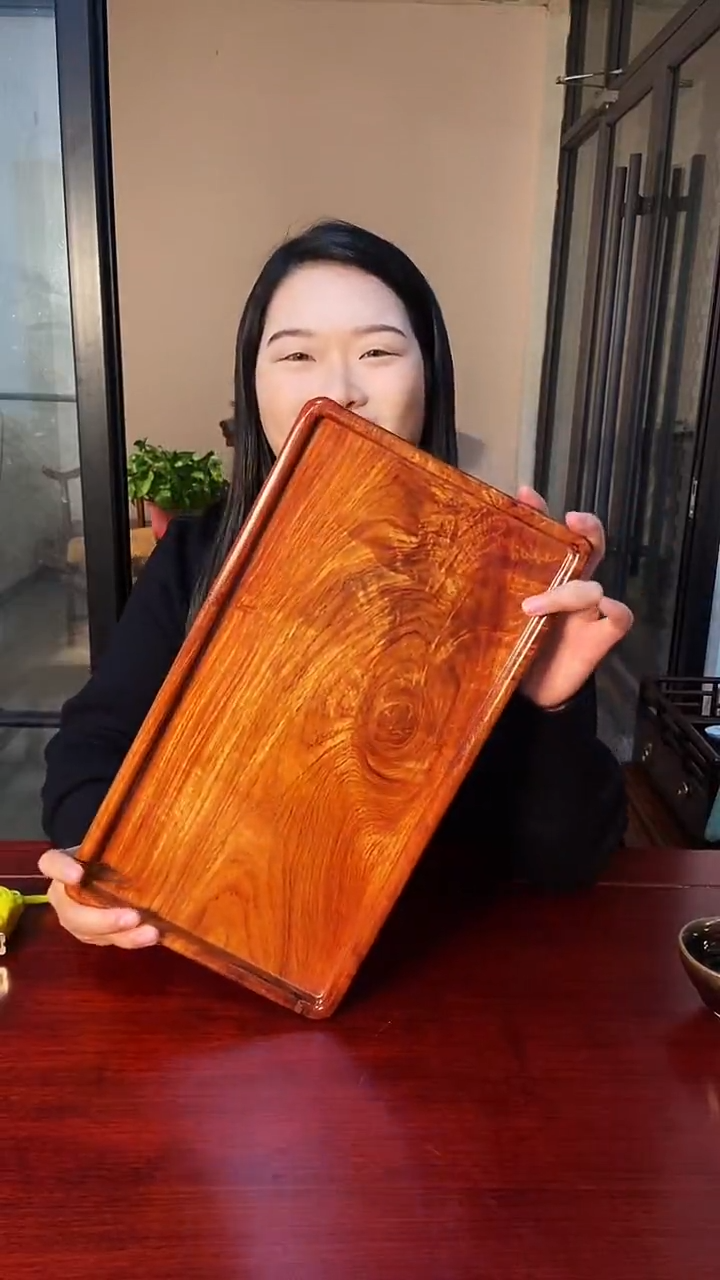 缅甸花梨（花梨木类）经典水波纹大号多功能盘整木直挖