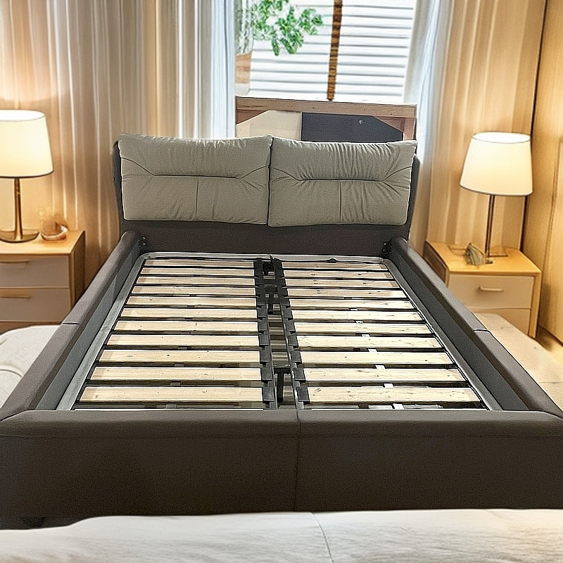 头层牛皮大牌北欧轻奢双人床