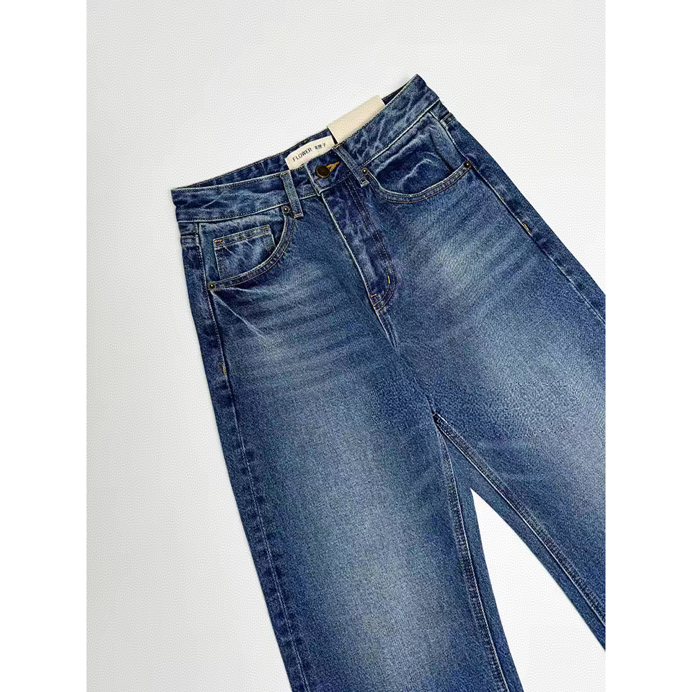 SU 【038】花60  愫蕊  爆款升级春款百搭裤王灰标弯刀直筒牛仔裤