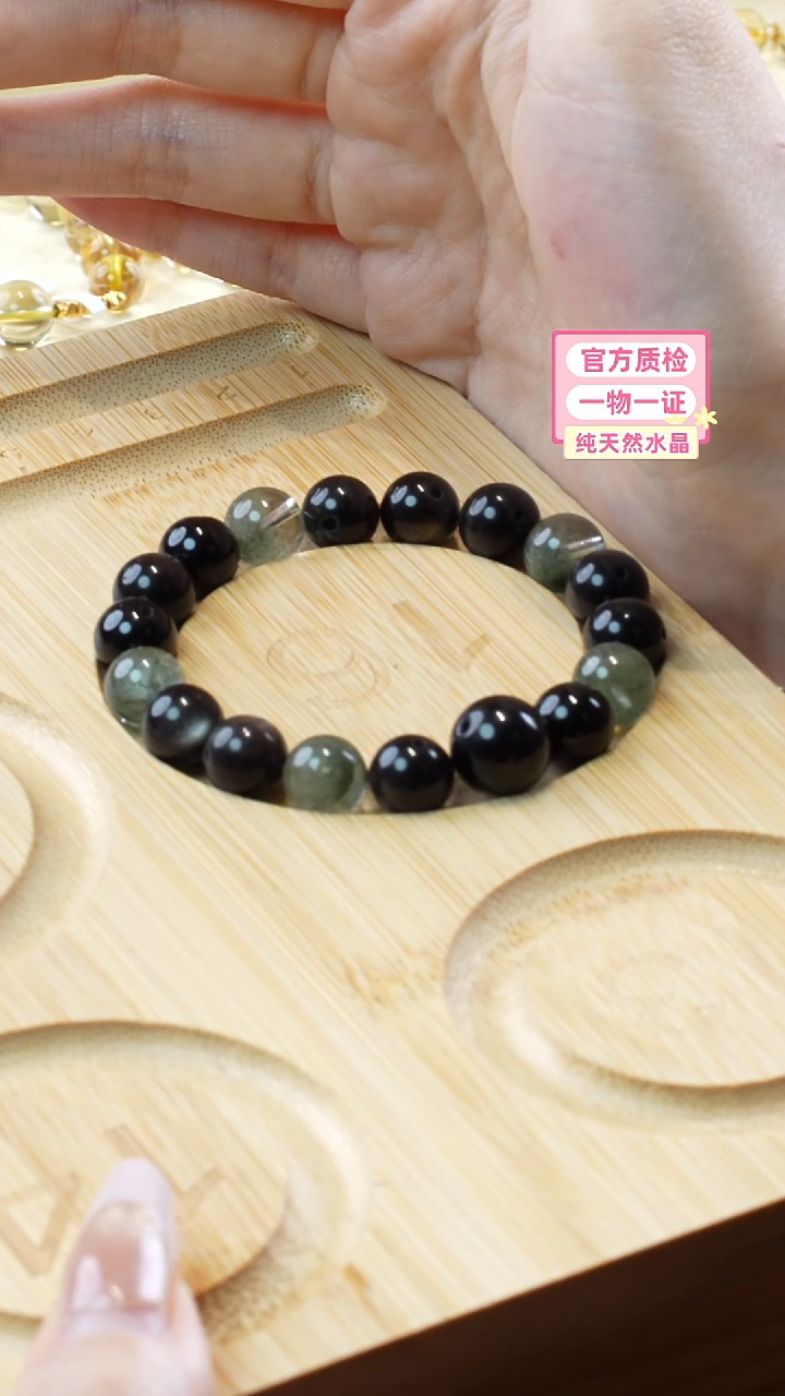 【闪购商品】水晶手串未镶嵌黑曜石银曜石绿幽灵定制手串