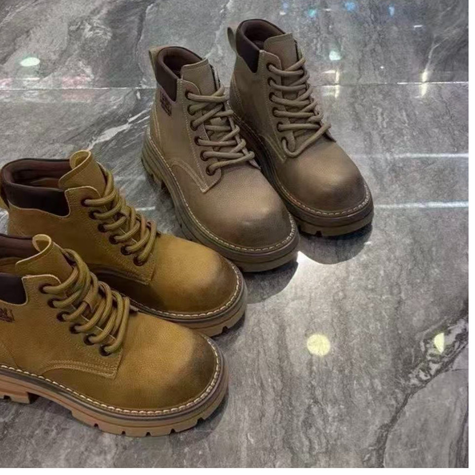 W2520厚底马丁靴女新款百搭增高爆款英伦风复古马丁靴 单里