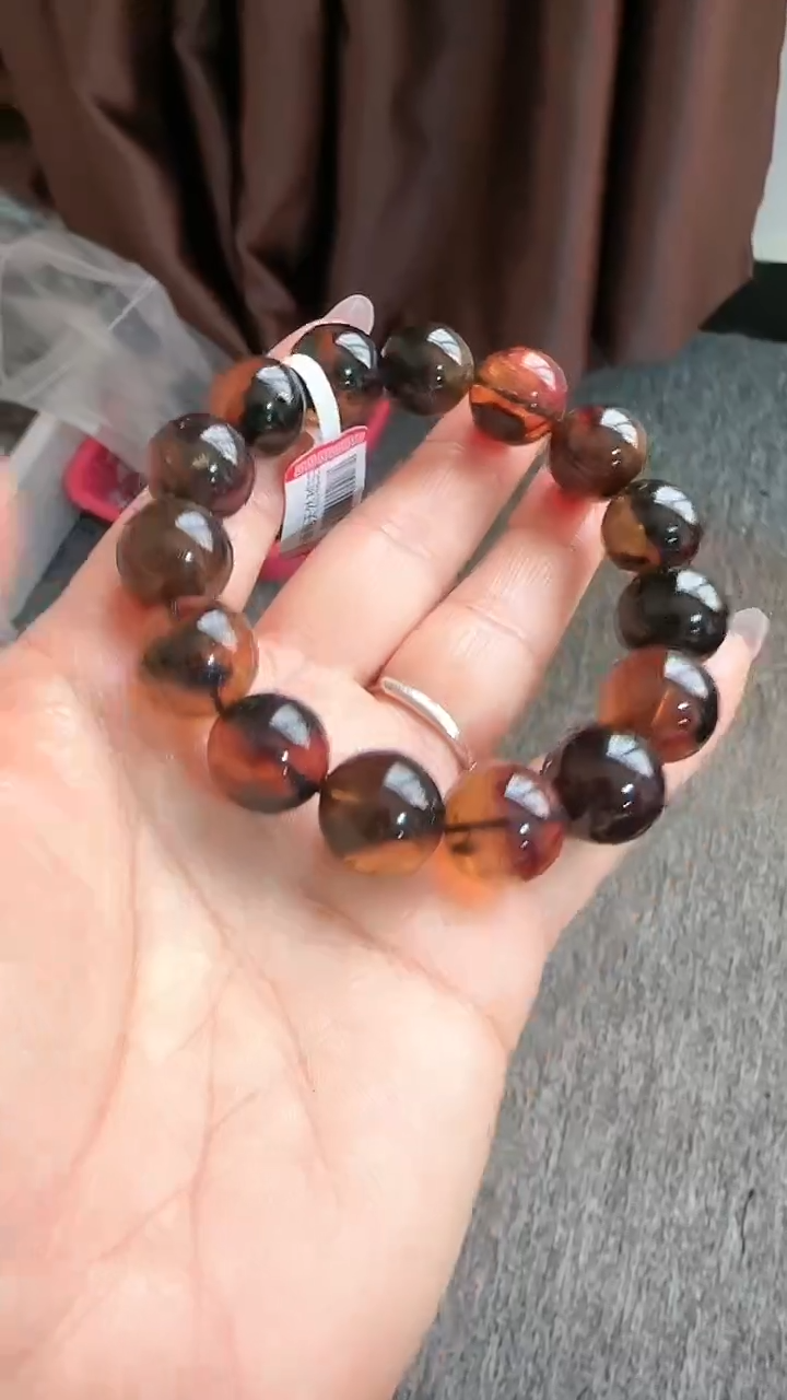 【闪购商品】琥珀手链未镶嵌规格14微瑕翁珀手串#18