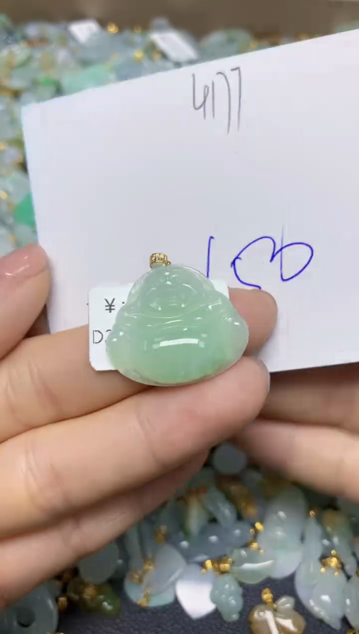 【闪购商品】翡翠挂件18K金镶嵌 天然翡翠A货