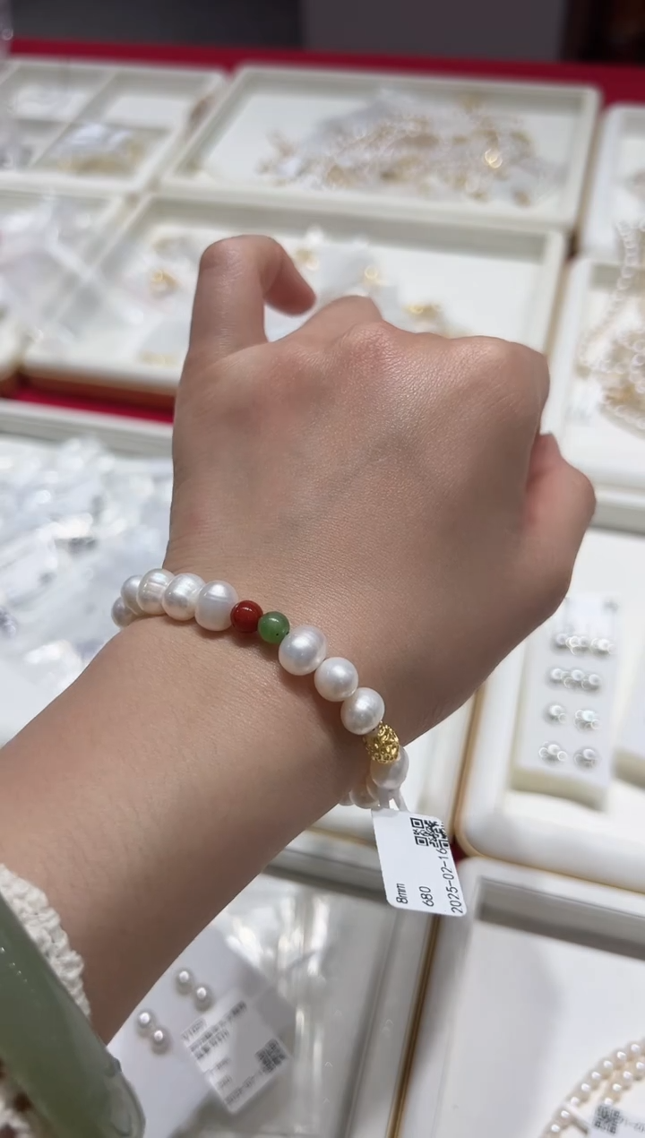 【闪购商品】淡水珍珠手串合金V0591淡水珍珠手链