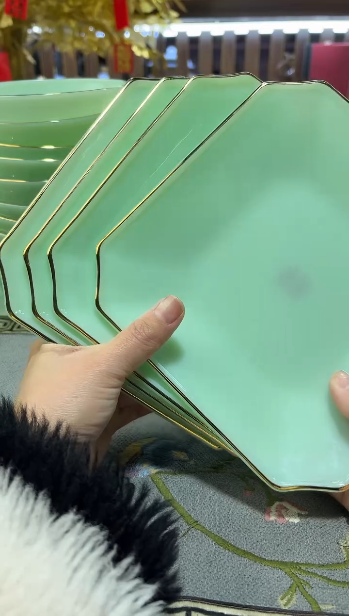 玉瓷7.5英寸方深盘4个景德镇陶瓷