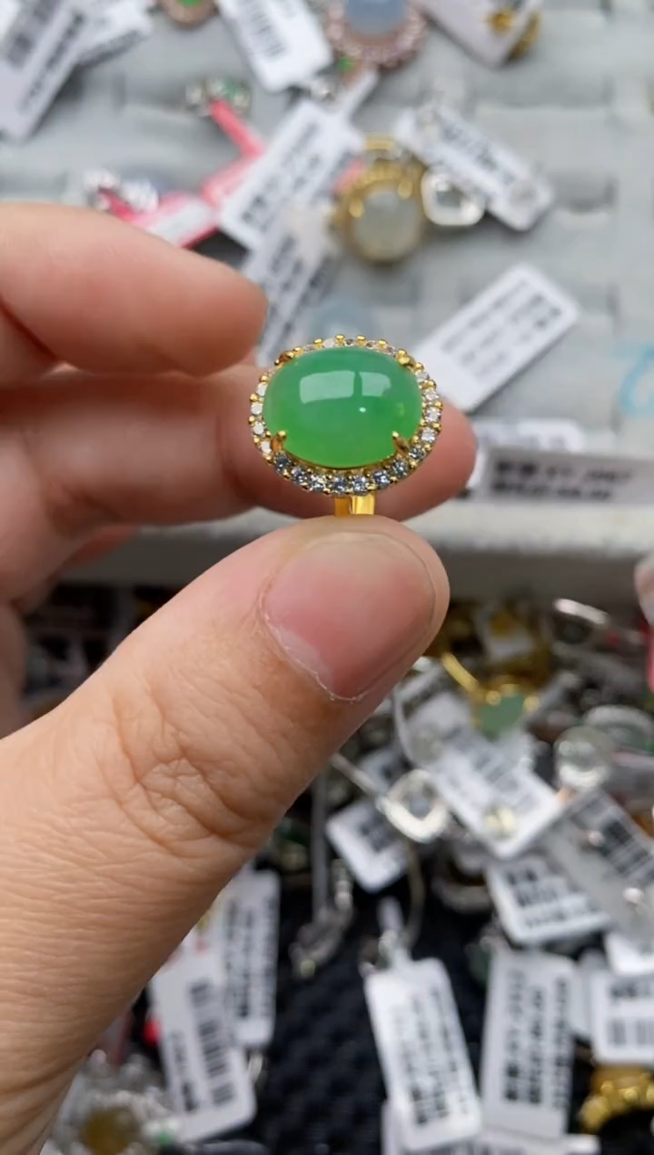 【闪购商品】翡翠戒指银S925镶嵌777777---2