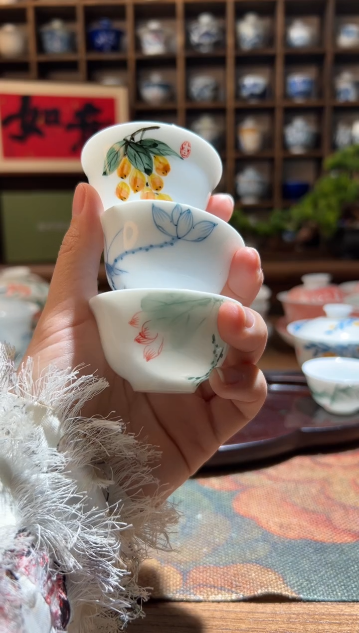 【闪购商品】五彩荷花客杯+枇杷客杯+素荷杯