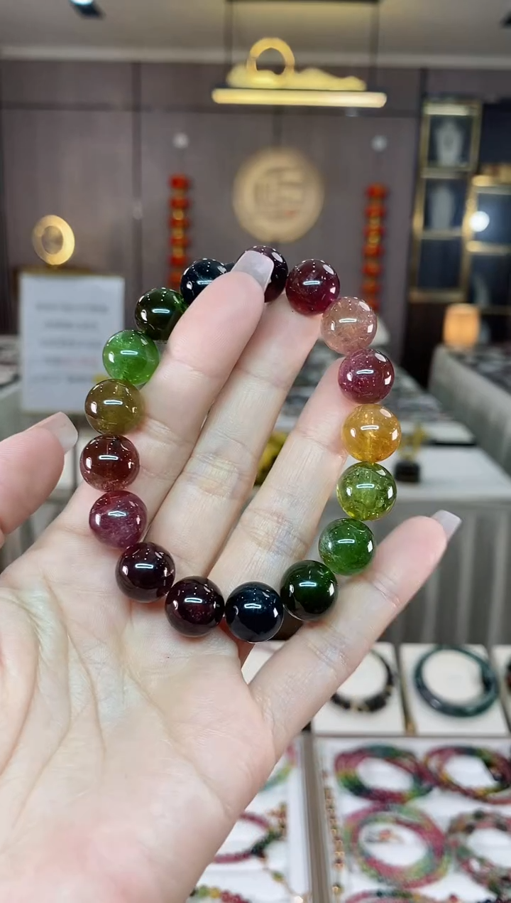 【闪购商品】碧玺单圈手串12mm+未镶嵌（多样性发一条）hon